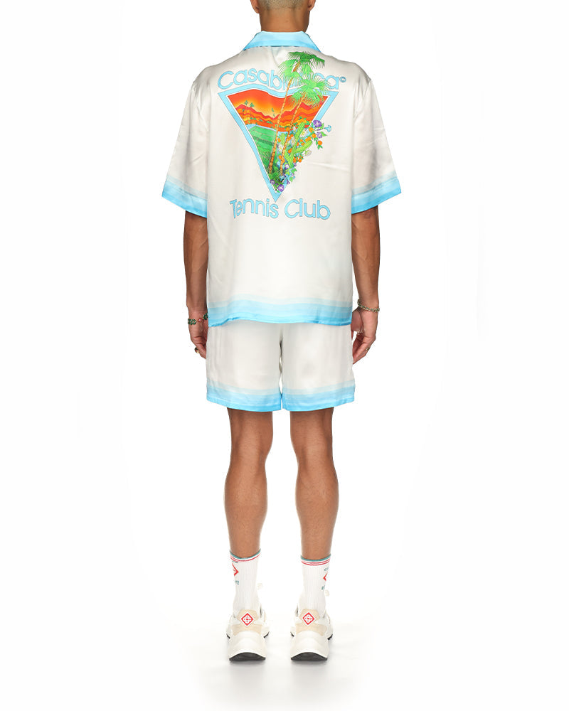 Palm Springs Icon Blue Cuban Collar Silk Shirt