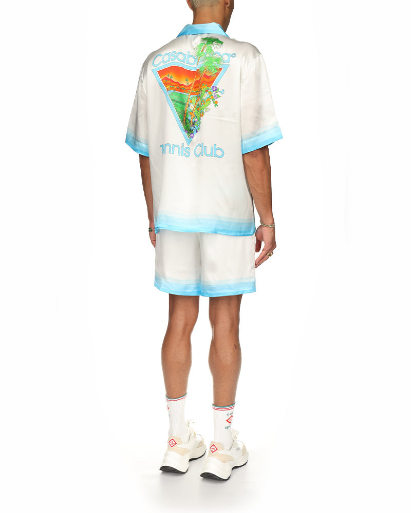 Palm Springs Icon Blue Cuban Collar Silk Shirt