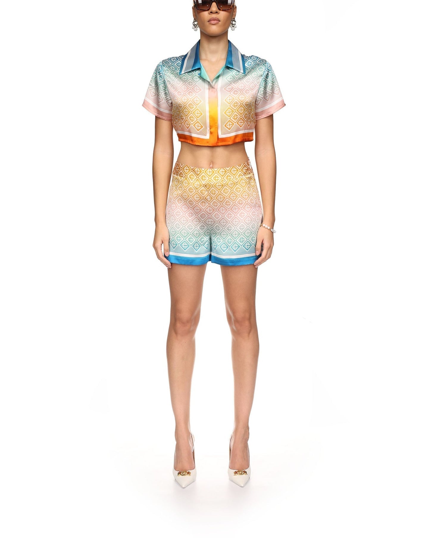 Gradient Monogram Silk Tailored Shorts