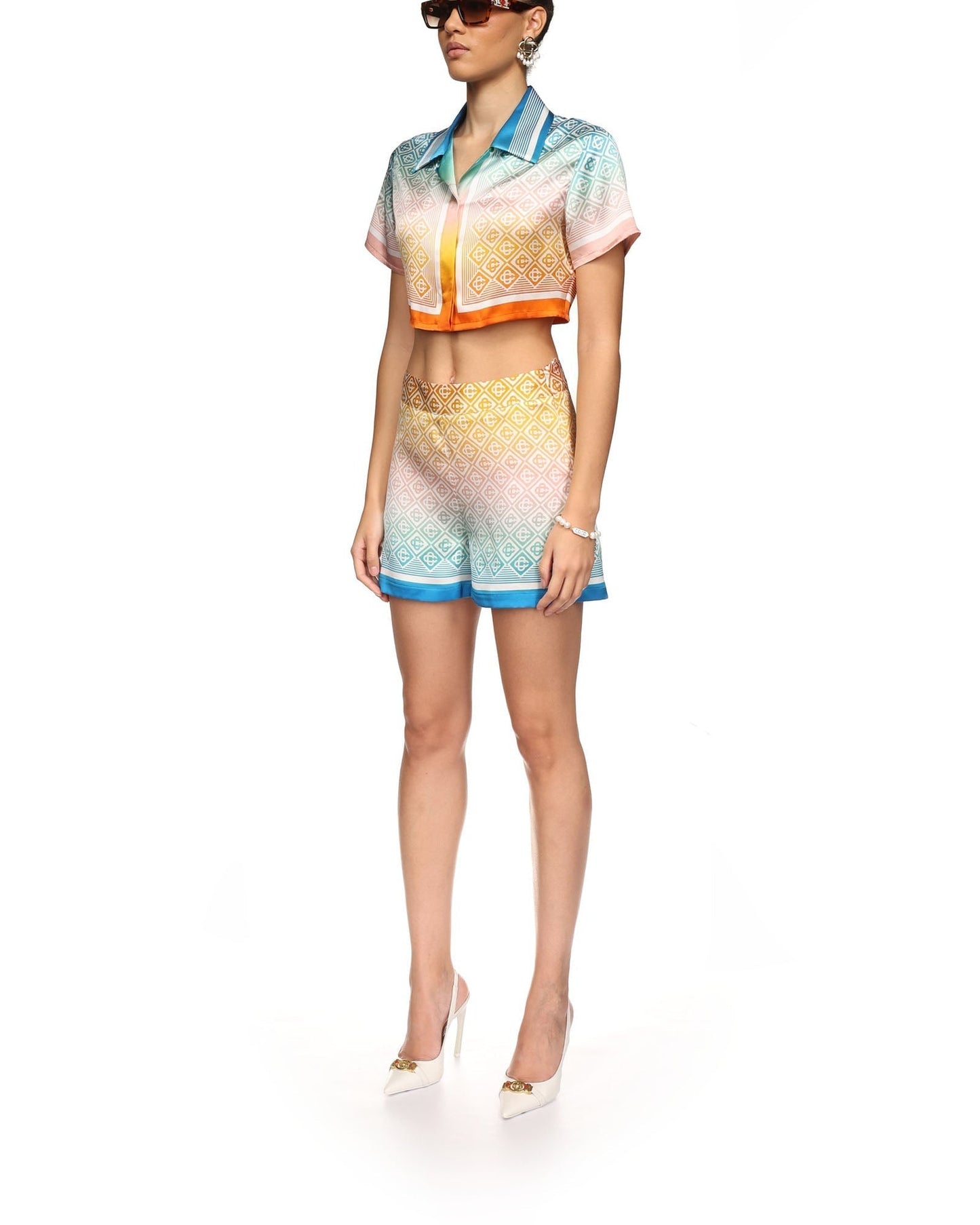 Gradient Monogram Silk Tailored Shorts