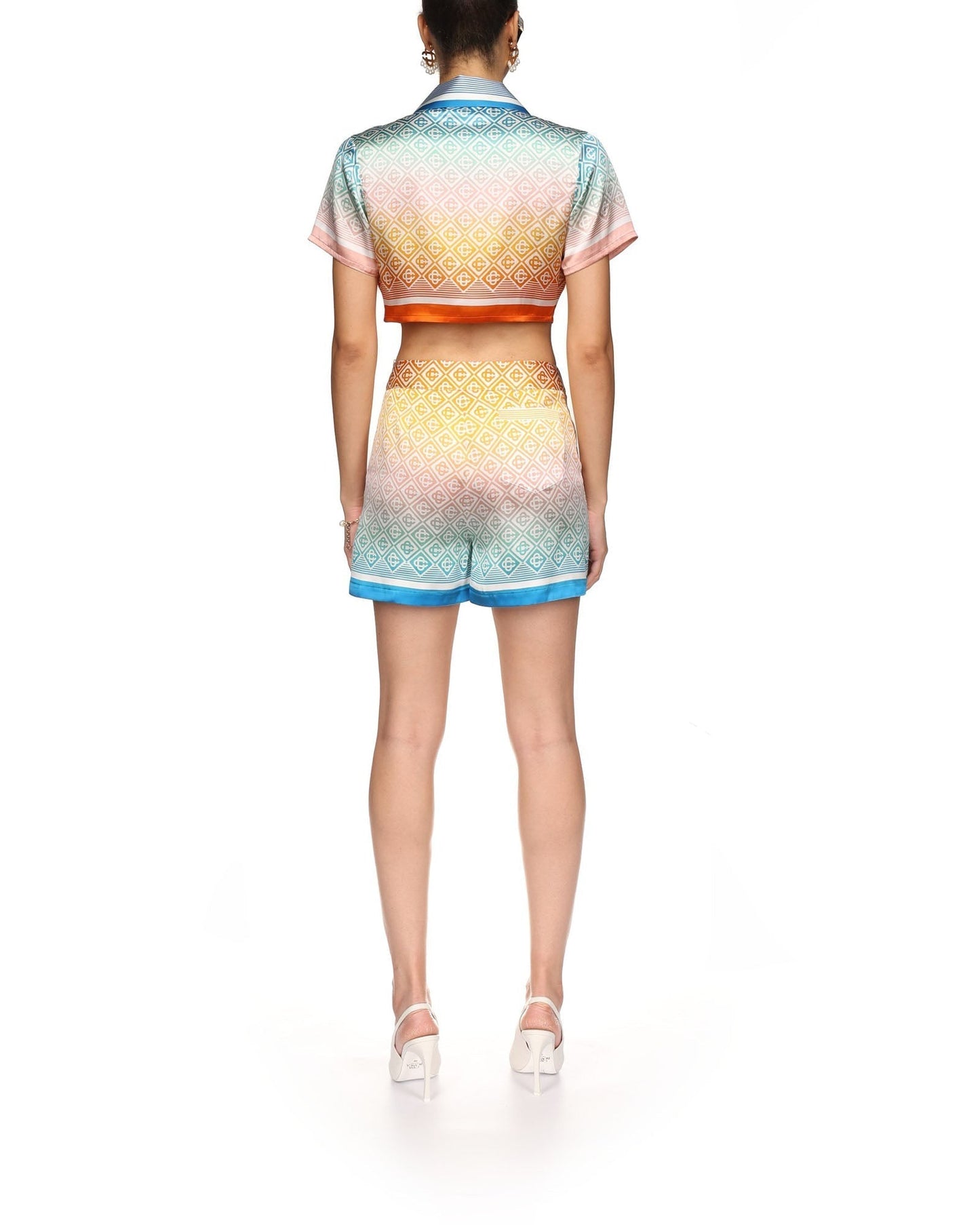 Gradient Monogram Silk Tailored Shorts