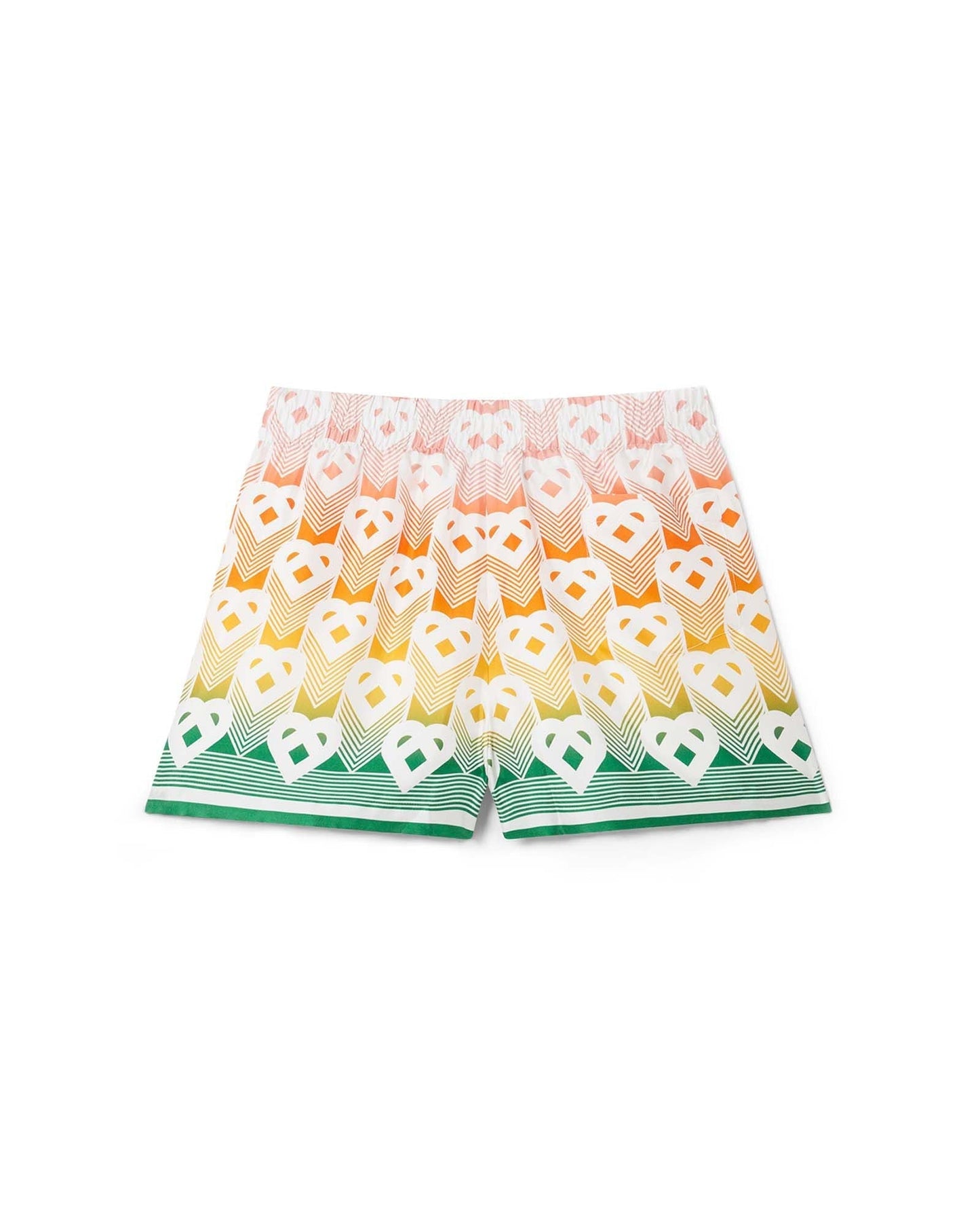 Gradient Heart Monogram Silk Shorts