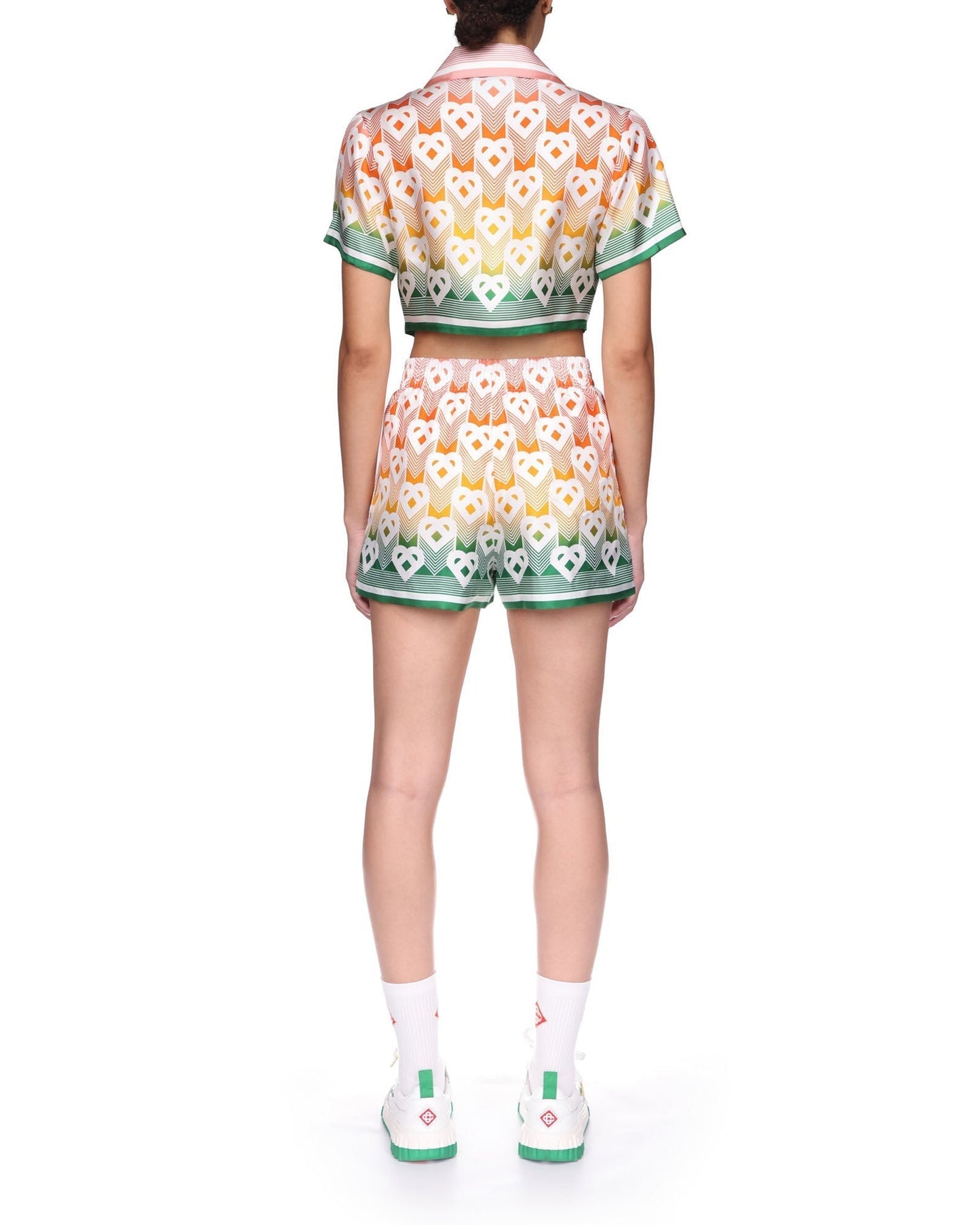 Gradient Heart Monogram Silk Shorts