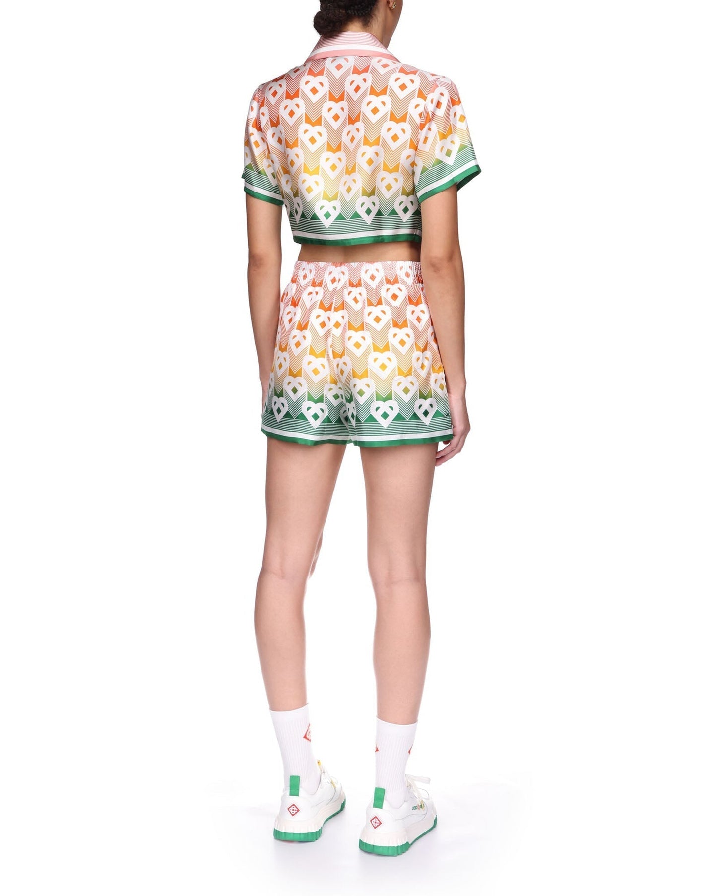 Gradient Heart Monogram Silk Shorts